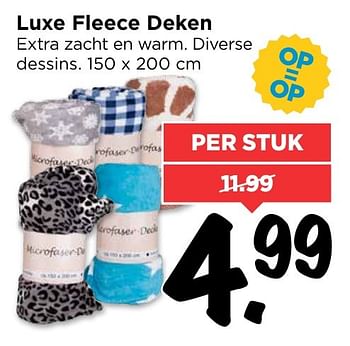 Aanbiedingen Luxe fleece deken - Huismerk Vomar - Geldig van 02/10/2016 tot 08/10/2016 bij Vomar