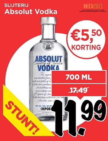 Aanbiedingen Absolut vodka - Absolut - Geldig van 02/10/2016 tot 08/10/2016 bij Vomar