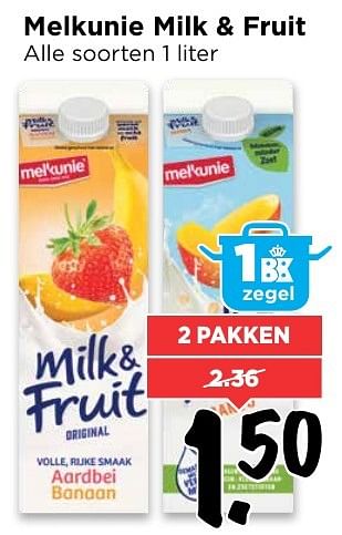 Aanbiedingen Melkunie milk + fruit - Melkunie - Geldig van 02/10/2016 tot 08/10/2016 bij Vomar