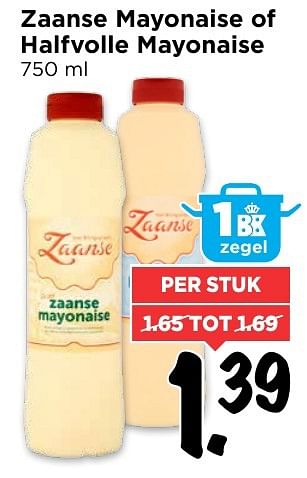Aanbiedingen Zaanse mayonaise of halfvolle mayonaise - Zaanse Suas - Geldig van 02/10/2016 tot 08/10/2016 bij Vomar