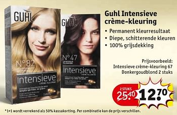 Aanbiedingen Intensieve crème-kleuring 67 donkergoudblon - Guhl - Geldig van 27/09/2016 tot 09/10/2016 bij Kruidvat