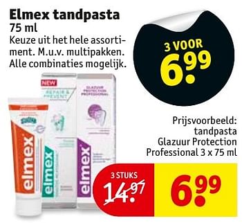Aanbiedingen Elmex tandpasta tandpasta glazuur protection professional - Elmex - Geldig van 27/09/2016 tot 09/10/2016 bij Kruidvat