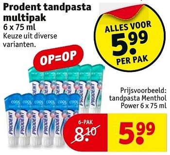 Aanbiedingen Prodent tandpasta multipak tandpasta menthol power - Prodent - Geldig van 27/09/2016 tot 09/10/2016 bij Kruidvat