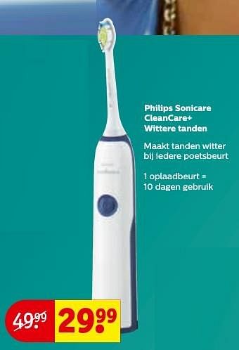 Aanbiedingen Philips sonicare cleancare+ wittere tanden - Philips - Geldig van 27/09/2016 tot 09/10/2016 bij Kruidvat