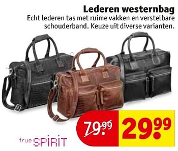 Aanbiedingen Lederen westernbag - True Spirit - Geldig van 27/09/2016 tot 09/10/2016 bij Kruidvat