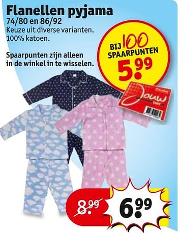 Aanbiedingen Flanellen pyjama - Huismerk - Kruidvat - Geldig van 27/09/2016 tot 09/10/2016 bij Kruidvat