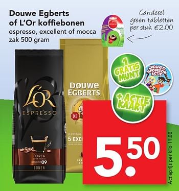 Aanbiedingen Douwe egberts of l`or koffiebonen - Douwe Egberts - Geldig van 02/10/2016 tot 08/10/2016 bij Deen Supermarkten