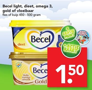 Aanbiedingen Becel light, dieet, omega 3, gold of vloeibaar - Becel - Geldig van 02/10/2016 tot 08/10/2016 bij Deen Supermarkten