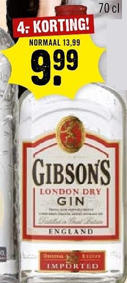 Aanbiedingen Gibson`s london dry gin - Gibson`s - Geldig van 02/10/2016 tot 08/10/2016 bij Dirk III