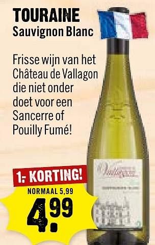 Aanbiedingen Touraine sauvignon blanc - Witte wijnen - Geldig van 02/10/2016 tot 08/10/2016 bij Dirk III