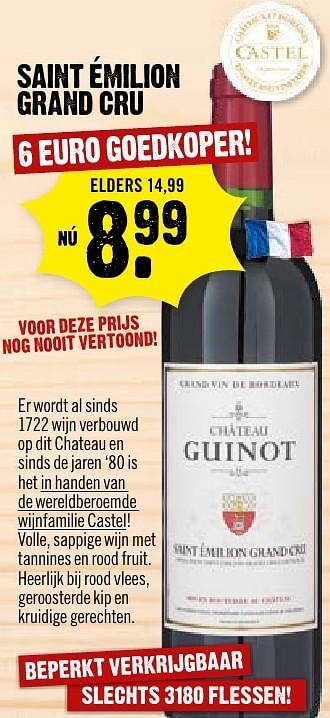 Aanbiedingen Saint émilion grand cru - Rode wijnen - Geldig van 02/10/2016 tot 08/10/2016 bij Dirk III