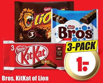Aanbiedingen Bros, kitkat of lion - Nestlé - Geldig van 02/10/2016 tot 08/10/2016 bij Lekker Doen