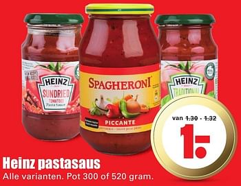 Aanbiedingen Heinz pastasaus - Heinz - Geldig van 02/10/2016 tot 08/10/2016 bij Lekker Doen