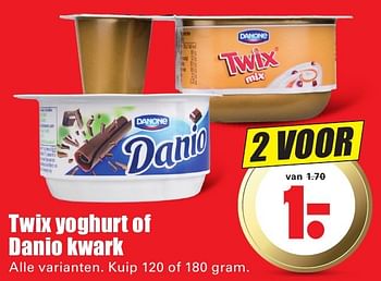 Aanbiedingen Twix yoghurt of danio kwark - Danone - Geldig van 02/10/2016 tot 08/10/2016 bij Lekker Doen