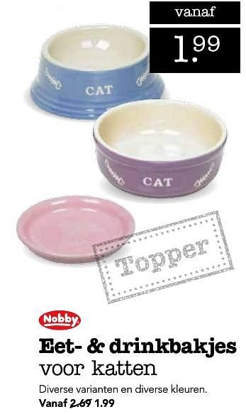 Aanbiedingen Eet- + drinkbakjes voor katten - Nobby - Geldig van 26/09/2016 tot 09/10/2016 bij Dobey