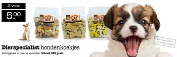 Aanbiedingen Dierspecialist hondenkoekjes - Huismerk - Dobey - Geldig van 26/09/2016 tot 09/10/2016 bij Dobey