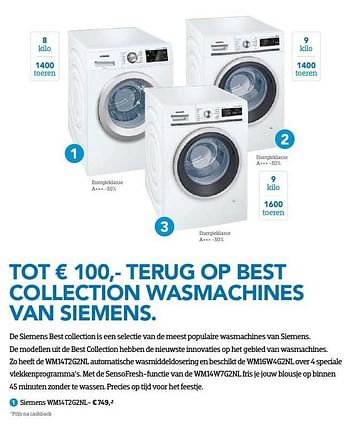 Aanbiedingen Siemens wasmachines wm14t2g2nl - Siemens - Geldig van 01/10/2016 tot 31/10/2016 bij Coolblue