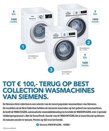 Aanbiedingen Siemens wasmachines wm16w4g2nl - Siemens - Geldig van 01/10/2016 tot 31/10/2016 bij Coolblue