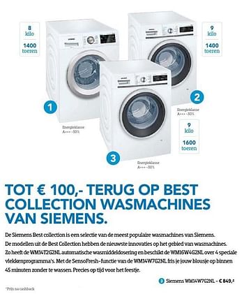 Aanbiedingen Siemens wasmachines wm14w7g2nl - Siemens - Geldig van 01/10/2016 tot 31/10/2016 bij Coolblue