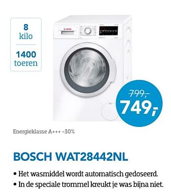 Aanbiedingen Bosch wasmachines wat28442nl - Bosch - Geldig van 01/10/2016 tot 31/10/2016 bij Coolblue
