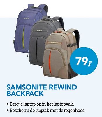 Aanbiedingen Samsonite rewind backpack - Samsonlte - Geldig van 01/10/2016 tot 31/10/2016 bij Coolblue