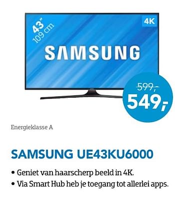 Aanbiedingen Samsung televisies ue43ku6000 - Samsung - Geldig van 01/10/2016 tot 31/10/2016 bij Coolblue