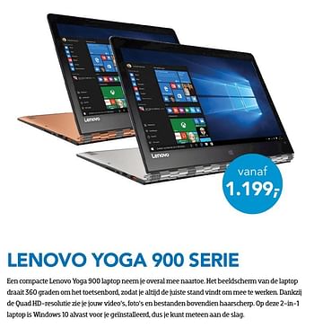 Aanbiedingen Lenovo laptops yoga 900 serie - Lenovo - Geldig van 01/10/2016 tot 31/10/2016 bij Coolblue
