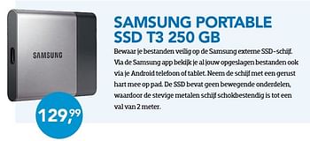 Aanbiedingen Samsung portable ssd t3 250 gb - Samsung - Geldig van 01/10/2016 tot 31/10/2016 bij Coolblue