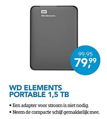 Aanbiedingen Wd elements portable 1,5 tb - Western Digital - Geldig van 01/10/2016 tot 31/10/2016 bij Coolblue
