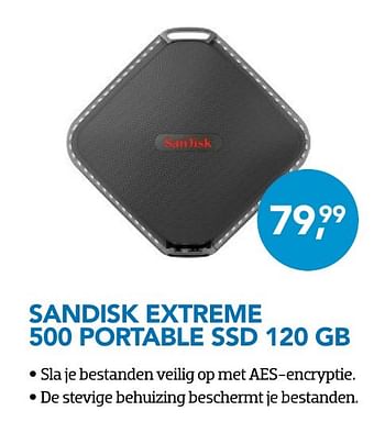 Aanbiedingen Sandisk extreme 500 portable ssd 120 gb - Sandisk - Geldig van 01/10/2016 tot 31/10/2016 bij Coolblue