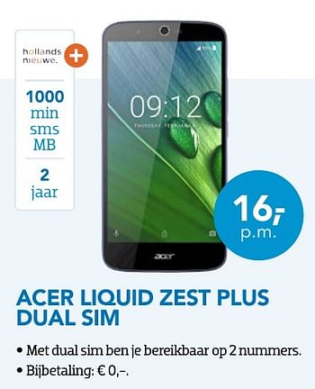 Aanbiedingen Acer liquid zest plus dual sim - Acer - Geldig van 01/10/2016 tot 31/10/2016 bij Coolblue