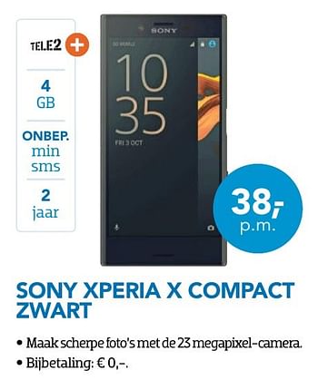 Aanbiedingen Sony xperia x compact zwart - Sony - Geldig van 01/10/2016 tot 31/10/2016 bij Coolblue