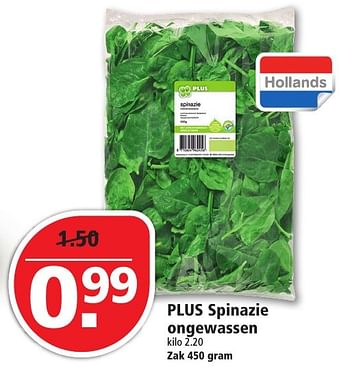 Aanbiedingen Plus spinazie ongewassen - Huismerk - Plus - Geldig van 02/10/2016 tot 08/10/2016 bij Plus