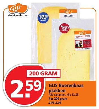 Aanbiedingen Gijs boerenkaas plakken - Gijs - Geldig van 02/10/2016 tot 08/10/2016 bij Plus