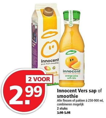 Aanbiedingen Innocent vers sap of smoothie - Innocent - Geldig van 02/10/2016 tot 08/10/2016 bij Plus