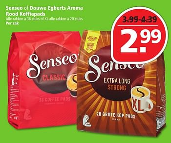 Aanbiedingen Senseo of douwe egberts aroma rood koffiepads - Douwe Egberts - Geldig van 02/10/2016 tot 08/10/2016 bij Plus