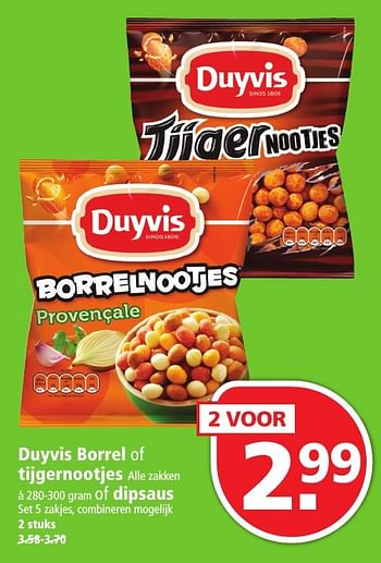 Aanbiedingen Duyvis borrel of tijgernootjes - Duyvis - Geldig van 02/10/2016 tot 08/10/2016 bij Plus