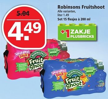 Aanbiedingen Robinsons fruitshoot - Robinsons - Geldig van 02/10/2016 tot 08/10/2016 bij Plus