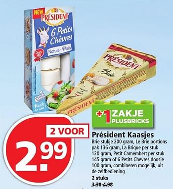 Aanbiedingen Président kaasjes - Président - Geldig van 02/10/2016 tot 08/10/2016 bij Plus