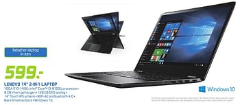 Aanbiedingen Lenovo 14 2-in-1 laptop yoga 510-14isk - Lenovo - Geldig van 26/09/2016 tot 09/10/2016 bij BCC