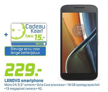 Aanbiedingen Lenovo smartphone moto g4 - Lenovo - Geldig van 26/09/2016 tot 09/10/2016 bij BCC