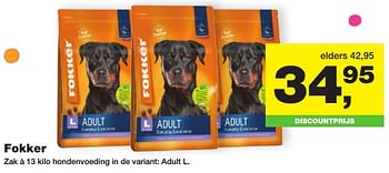 Aanbiedingen Fokker hondenvoeding in de variant: adult l - Fokker - Geldig van 26/09/2016 tot 09/10/2016 bij Jumper