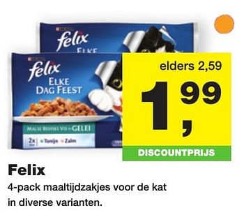Aanbiedingen Felix maaltijdzakjes voor de kat in diverse varianten - Felix - Geldig van 26/09/2016 tot 09/10/2016 bij Jumper