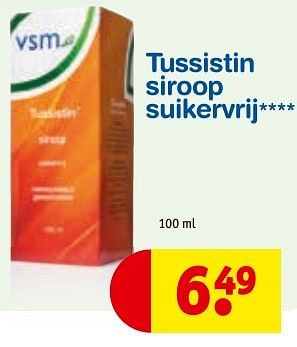 Aanbiedingen Tussistin siroop suikervrij - VSM - Geldig van 27/09/2016 tot 09/10/2016 bij Kruidvat