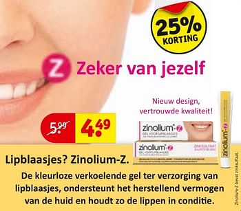 Aanbiedingen Lipblaasjes? zinolium-z - Zinolium-Z - Geldig van 27/09/2016 tot 09/10/2016 bij Kruidvat