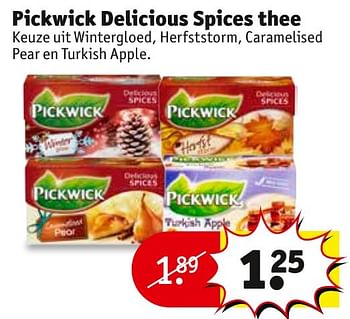 Aanbiedingen Pickwick delicious spices thee - Pickwick - Geldig van 27/09/2016 tot 09/10/2016 bij Kruidvat