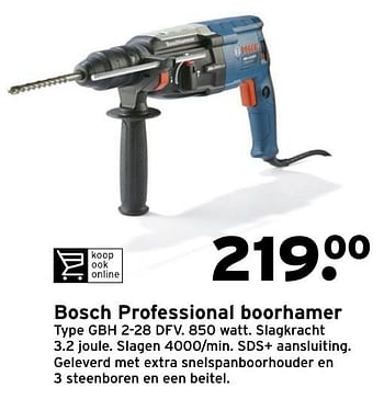 Aanbiedingen Bosch professional boorhamer gbh 2-28 dfv - Bosch - Geldig van 03/10/2016 tot 09/10/2016 bij Gamma