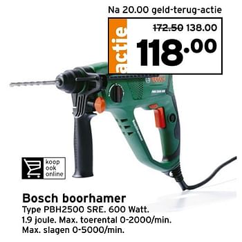 Aanbiedingen Bosch boorhamer pbh2500 sre - Bosch - Geldig van 03/10/2016 tot 09/10/2016 bij Gamma