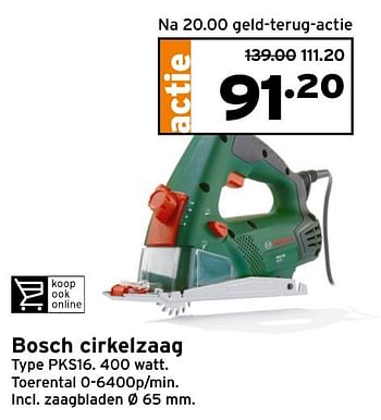 Aanbiedingen Bosch cirkelzaag pks16 - Bosch - Geldig van 03/10/2016 tot 09/10/2016 bij Gamma
