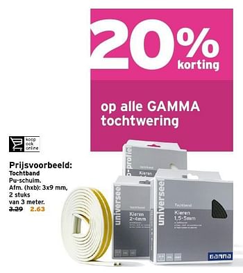 Aanbiedingen Tochtband pu-schuim - Huismerk - Gamma - Geldig van 03/10/2016 tot 09/10/2016 bij Gamma
